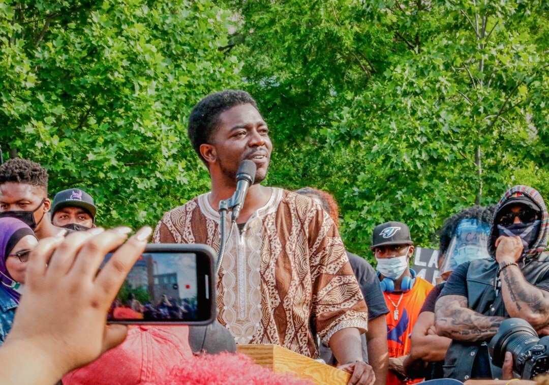 local activist speaking at event