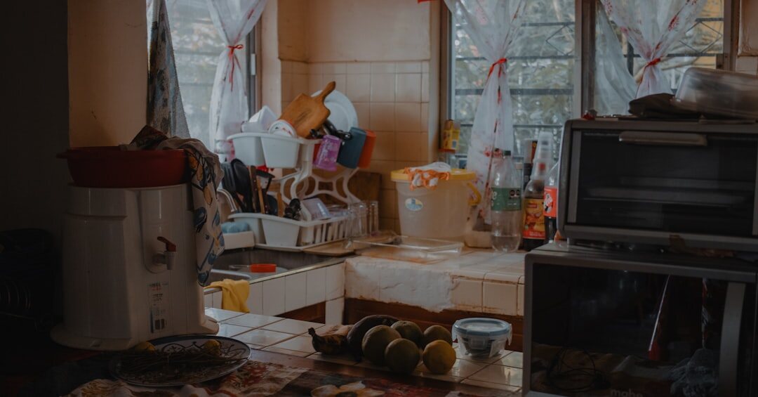 family sorting recycling at home